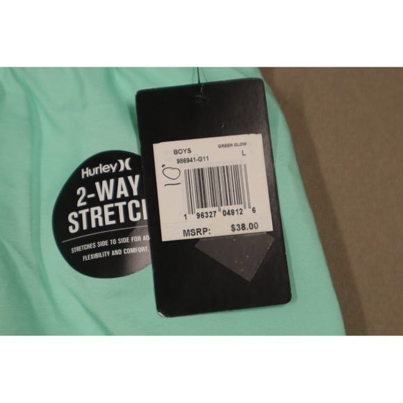 Hurley Big Boys Pool Party Pull-on Swim Shorts - Green Glow - Size L - Picture 8 of 9